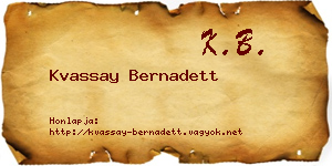 Kvassay Bernadett névjegykártya