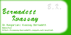 bernadett kvassay business card